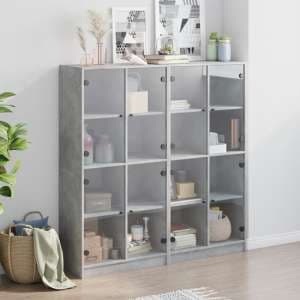 Penrith Wooden Bookcase With 16 Shelves In Concrete Grey - UK