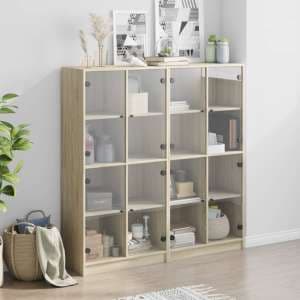 Penrith Wooden Bookcase With 16 Shelves In Sonoma Oak - UK