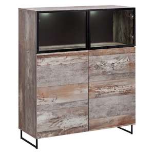 Peoria Wooden Display Cabinet 2 Doors In Canyon Oak With LED - UK