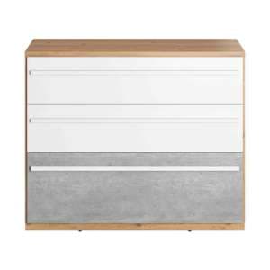 Peoria Kids Chest Of 3 Drawers In White And Concrete Effect - UK