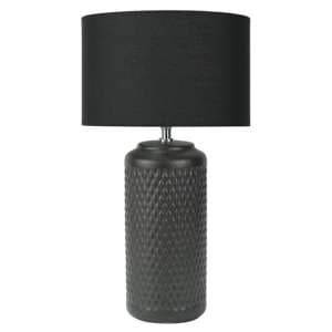 Perast Black Linen Shade Table Lamp With Black Ceramic Base - UK