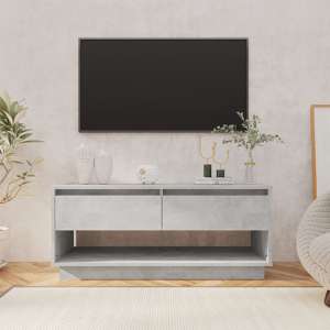 Perdy Wooden TV Stand With 2 Drawers In Concrete Effect - UK