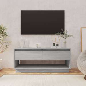 Perdy Wooden TV Stand With 2 Drawers In Grey Sonoma Oak