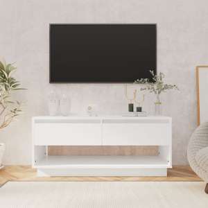 Perdy Wooden TV Stand With 2 Drawers In White - UK