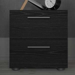 Perkin Wooden Bedside Cabinet With 2 Drawers In Black Woodgrain - UK