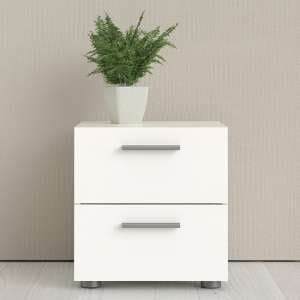Perkin Wooden Bedside Cabinet With 2 Drawers In White Woodgrain - UK