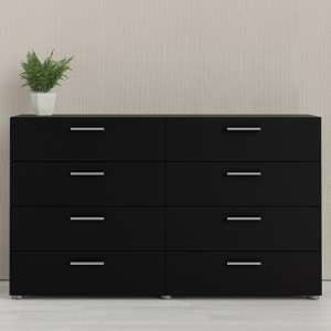 Perkin Wide Wooden Chest Of 8 Drawers In Black - UK