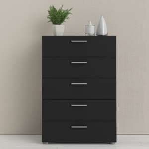Perkin Wooden Chest Of 5 Drawers In Black - UK