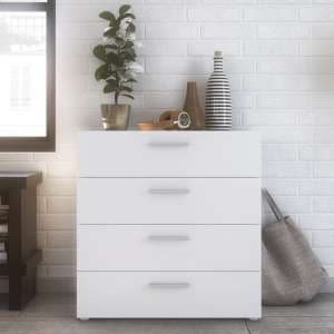 Perkin Wooden Chest Of Drawers In White With 4 Drawers - UK