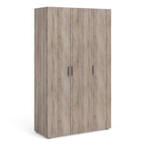 Perkin Wooden Wardrobe With 3 Doors In Truffle Oak - UK