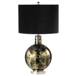Pesaro Black Velvet Shade Table Lamp With Abstract Glass Base - UK