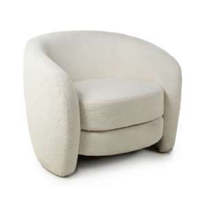 Petah Boucle Fabric Tub Chair In Vanilla White - UK