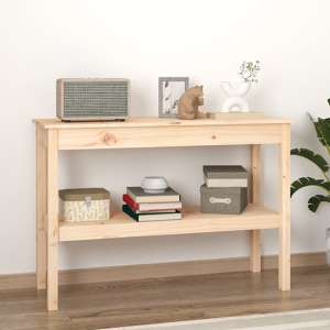 Petey Pinewood Console Table With Undershelf In Natural