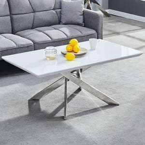 Petra Glass Top High Gloss Coffee Table In White And Chrome Legs