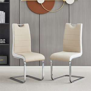 Petra Taupe And White Faux Leather Dining Chairs In Pair