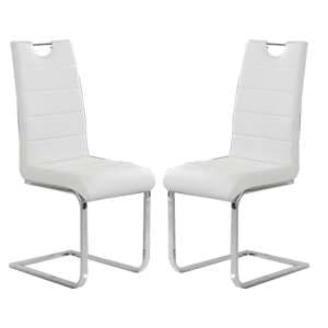 Petra White Faux Leather Dining Chairs In Pair - UK