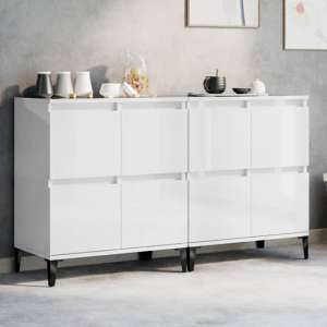 Peyton High Gloss Sideboard With 8 Doors In White - UK