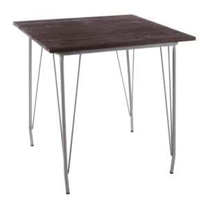 Pherkad Square Wooden Dining Table With Grey Metal Legs