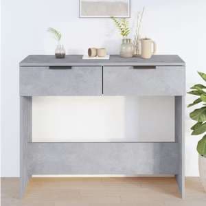 Phila Wooden Console Table With 2 Drawers In Concrete Effect - UK