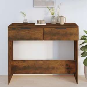 Phila Wooden Console Table With 2 Drawers In Smoked Oak - UK