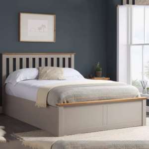 Phoney Rubberwood Ottoman Double Bed In Pearl Grey - UK