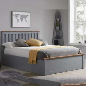 Phoney Rubberwood Ottoman Small Double Bed In Stone Grey - UK