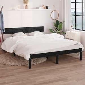 Phyre Solid Pinewood Small Double Bed In Black - UK