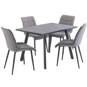 Paley Wooden Dining Table With 4 Paley Grey Chairs