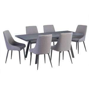 Paley Extending Dining Table With 6 Remika Mineral Grey Chair - UK