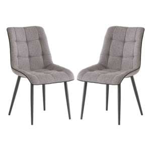 Paley Grey Fabric Upholstered Dining Chairs In Pair - UK