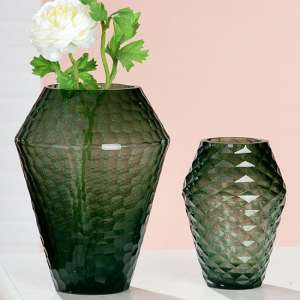 Piedi Glass Set Of 2 Decorative Vases In Green