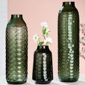 Piedi Glass Set Of 3 Decorative Vases In Green