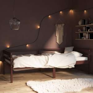 Piera Pine Wood Single Day Bed In Dark Brown - UK