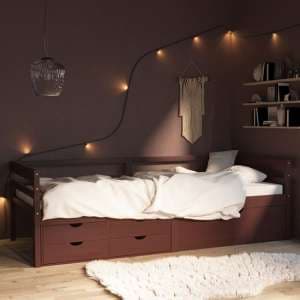 Piera Pine Wood Single Day Bed With Drawers In Dark Brown - UK