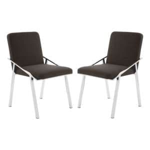 Markeb Black Fabric Dining Chairs With Silver Frame In A Pair - UK