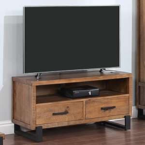 Pierre Pine Wood TV Stand With 2 Drawers In Rustic Oak - UK