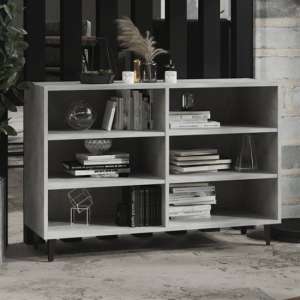 Pilvi Wooden Bookcase With 6 Shelves In Concrete Effect