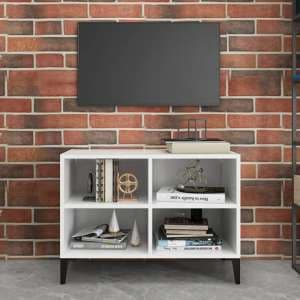 Pilvi Wooden TV Stand In White With Metal Legs