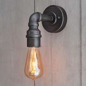 Pipe Industrial Designer Wall Light In Aged Pewter - UK