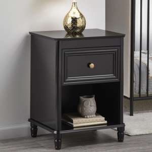 Pipers Wooden Bedside Cabinet With 1 Drawer In Black - UK
