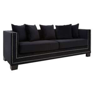 Pipirima Upholstered Velvet 3 Seater Sofa In Black