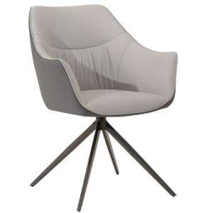 Piran Faux Leather Dining Chair In Light Grey - UK