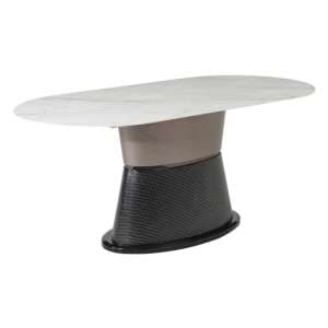 Piran Sintered Stone Dining Table Rectangular In White - UK