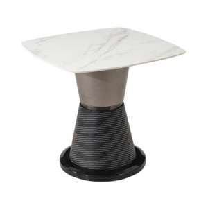 Piran Sintered Stone End Table In White - UK