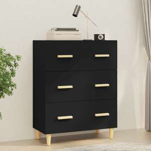 Pirro Wooden Chest Of 3 Drawers In Black