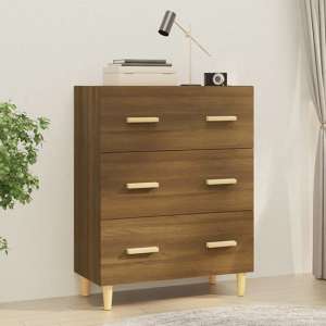 Pirro Wooden Chest Of 3 Drawers In Brown Oak - UK