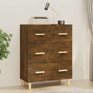 Pirro Wooden Chest Of 3 Drawers In Smoked Oak