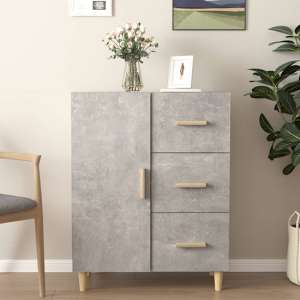 Pirro Wooden Sideboard With 1 Door 3 Drawers In Concrete Effect - UK