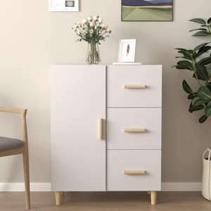 Pirro Wooden Sideboard With 1 Door 3 Drawers In White - UK