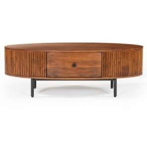 Plano Acacia Wood Coffee Table With 1 Drawer In Walnut